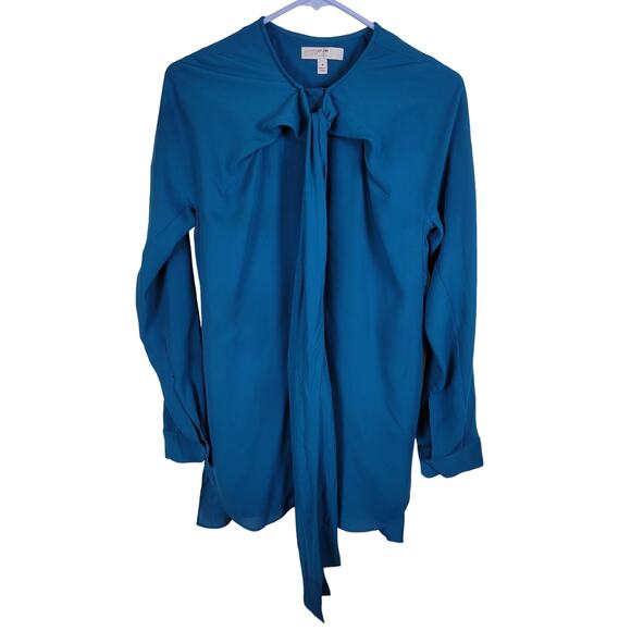 Atlein womens blue tie back long sleeved button up flowy tunic blouse size 4 - Picture 6 of 10